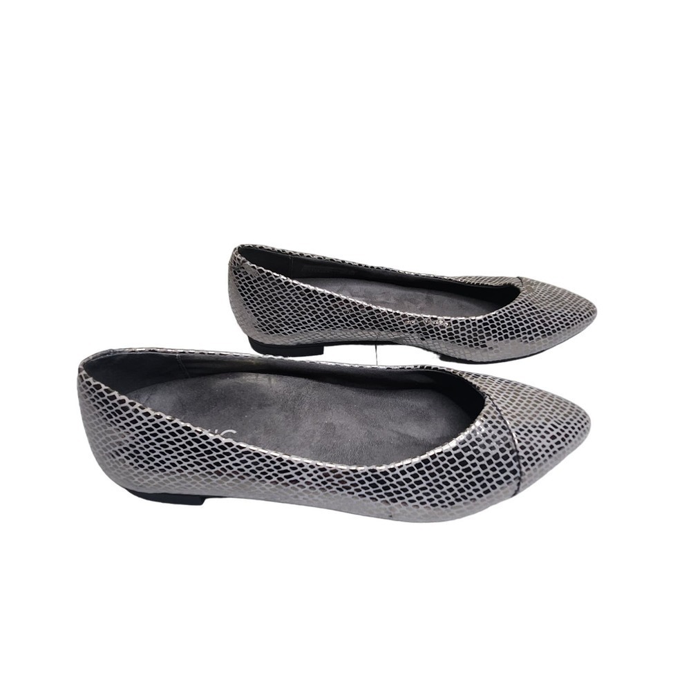 Vionic caballo Women's gunmetal metallic pointed toe comfort flats Sz 7